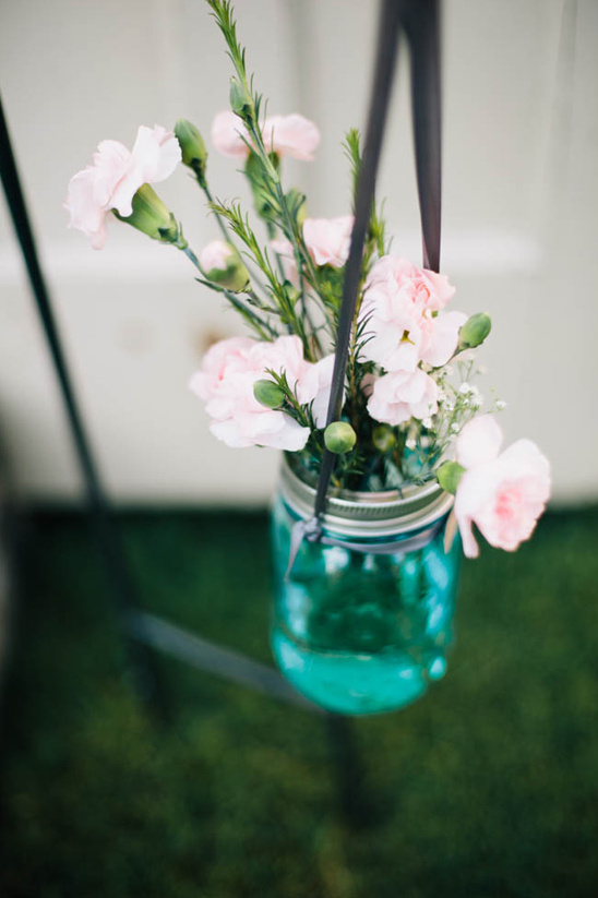 hanging flowers in mason jars