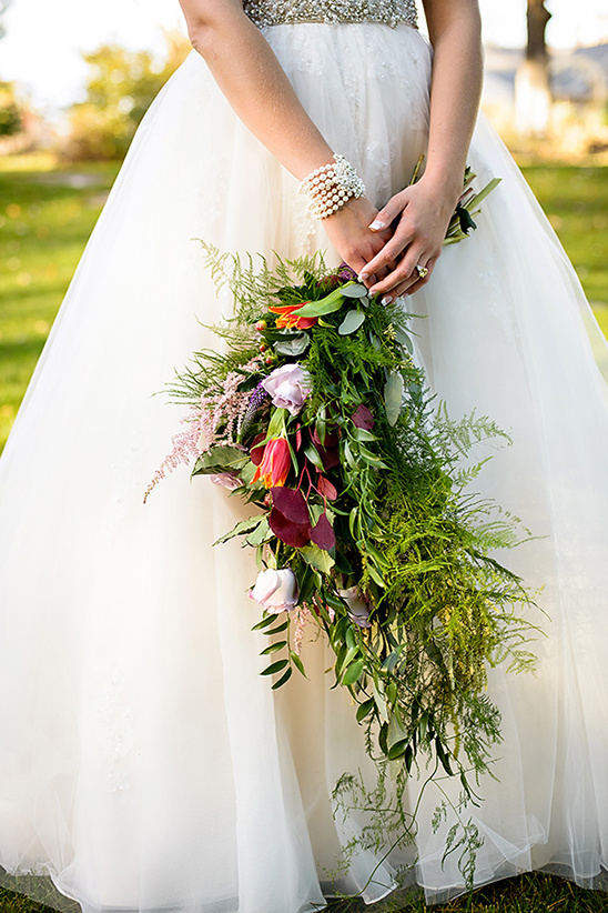 cascading floral and greenery bouquet