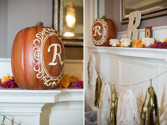 carved wedding monogram pumpkin