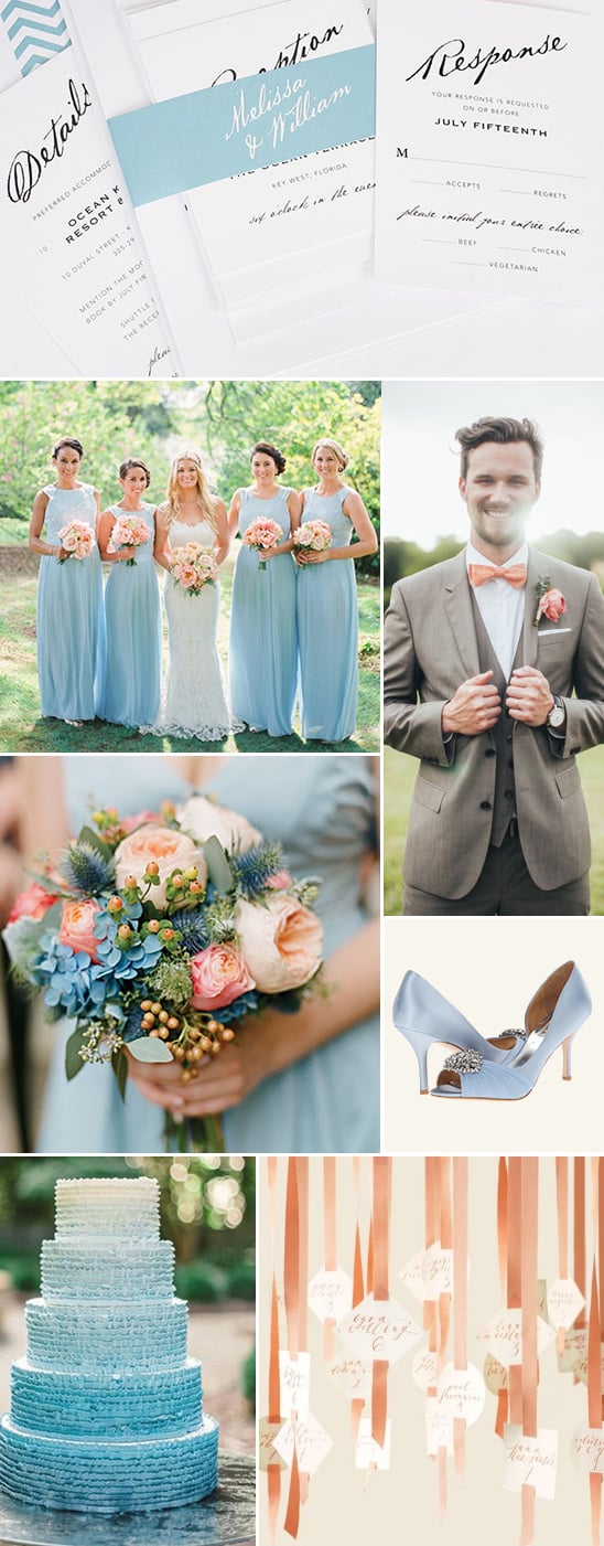 blue and peach wedding ideas