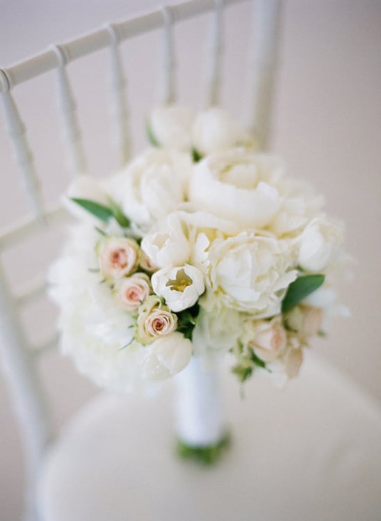 white peony and rose bouquet