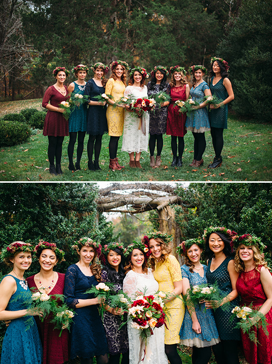 mix and matched bridal party