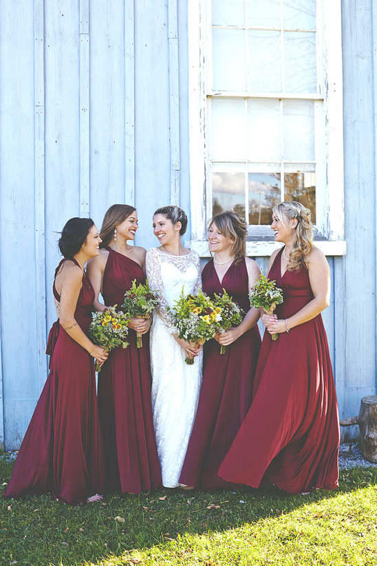 deep red bridesmaid dresses