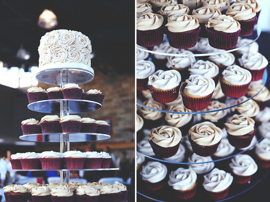 rose frosted wedding cupcakes