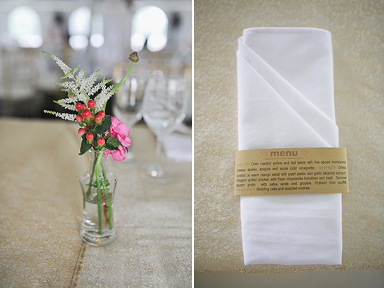 Elegant wedding table setting with flower and menu details