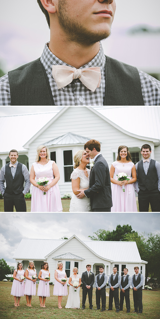 pink and grey wedding party
