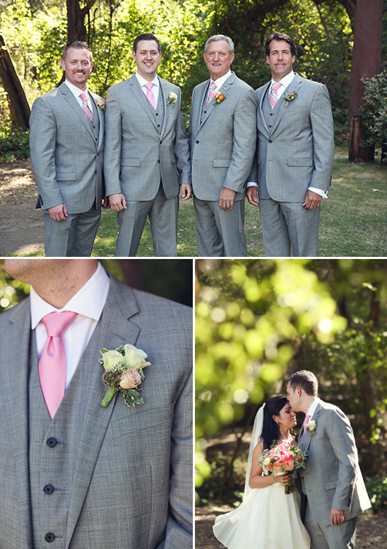 grey and pink groomsmen