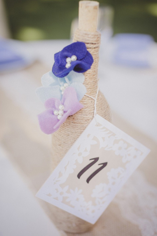 twine wrapped bottle table numbers