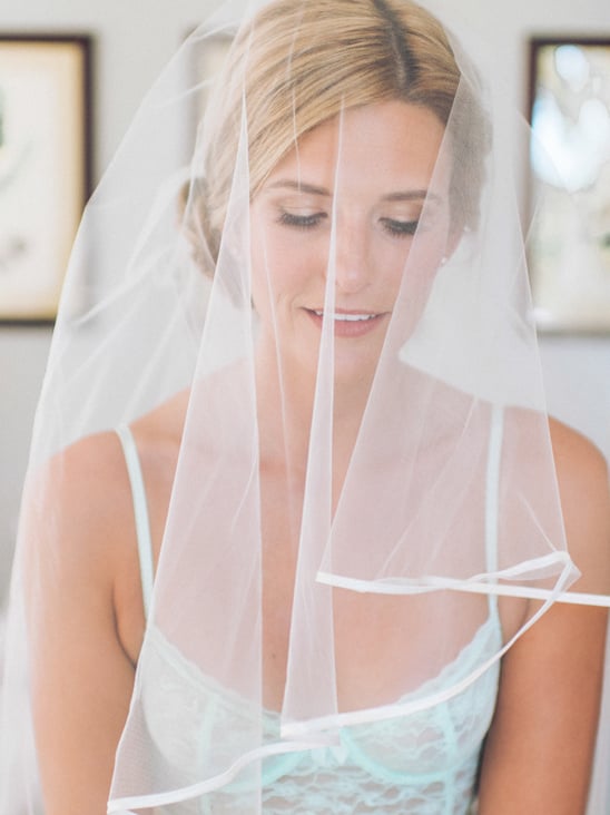 simple ribbon edged wedding veil
