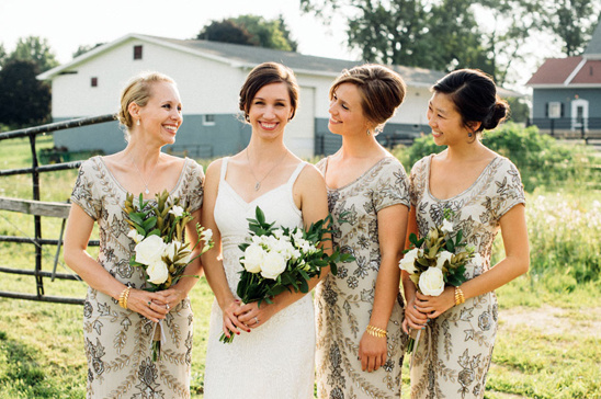 silver and gold bridesmaids