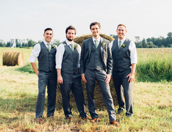 charcole and green groomsmen