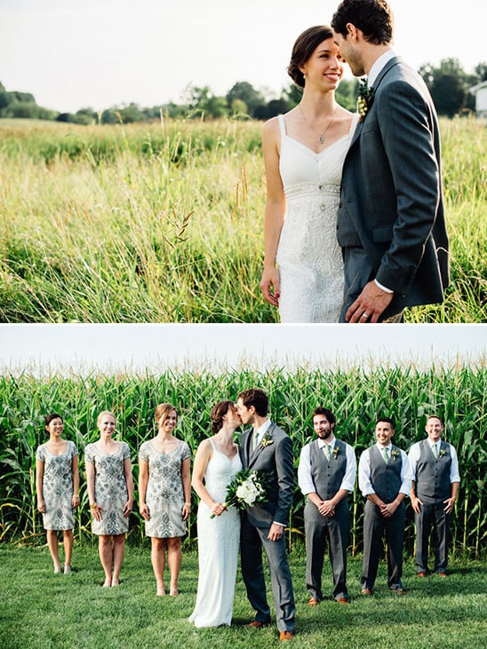 silver and grey wedding party