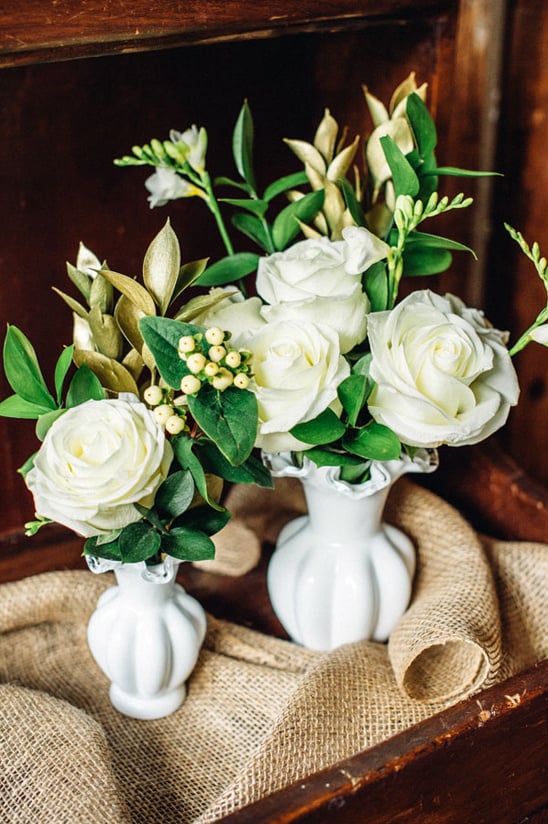 elegant white rose flower arrangments