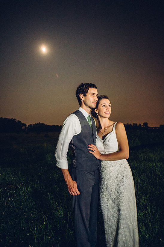 moon lit bride and groom