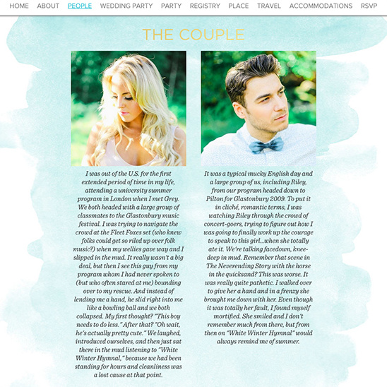 Stylish custom wedding web sites