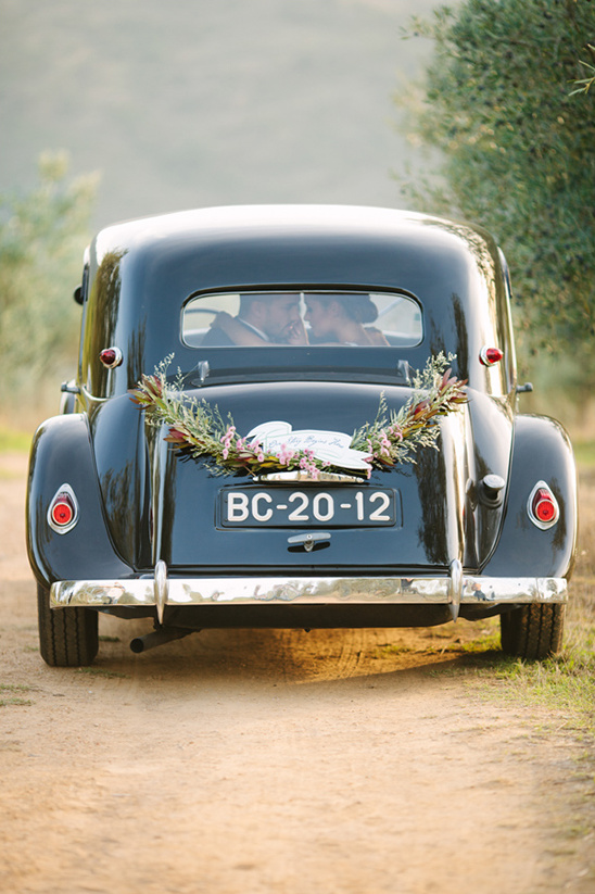 antique wedding getaway car