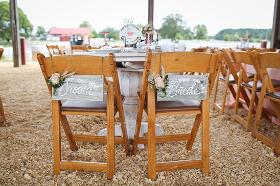 bride and groom wooden chair signs