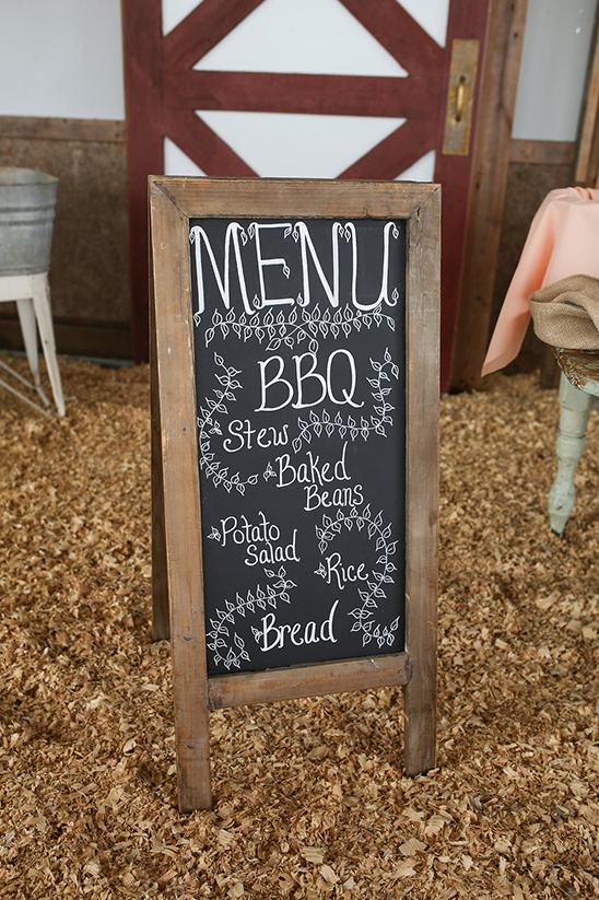 Rustic BBQ menu chalkboard sign with delicious food options