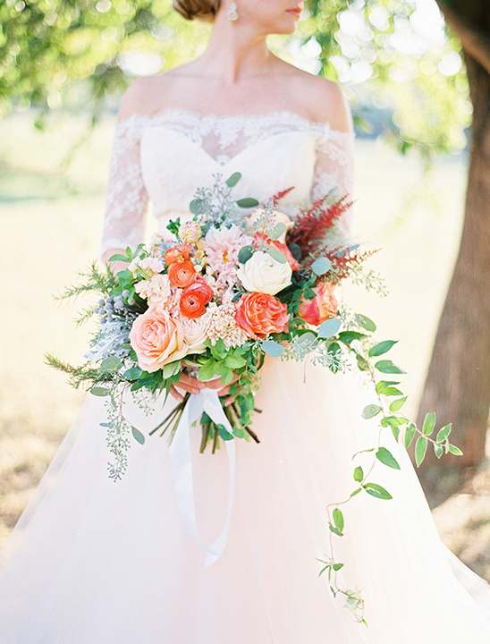 orange and pink wedding bouquet