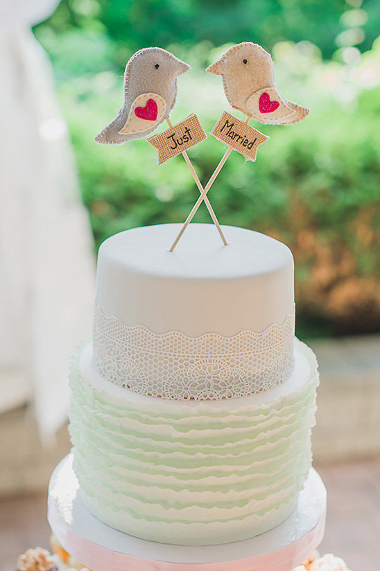 mint and white wedding cake