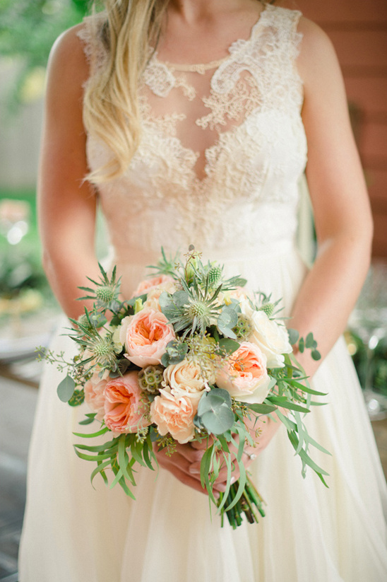 garden rose and thistle bouquet