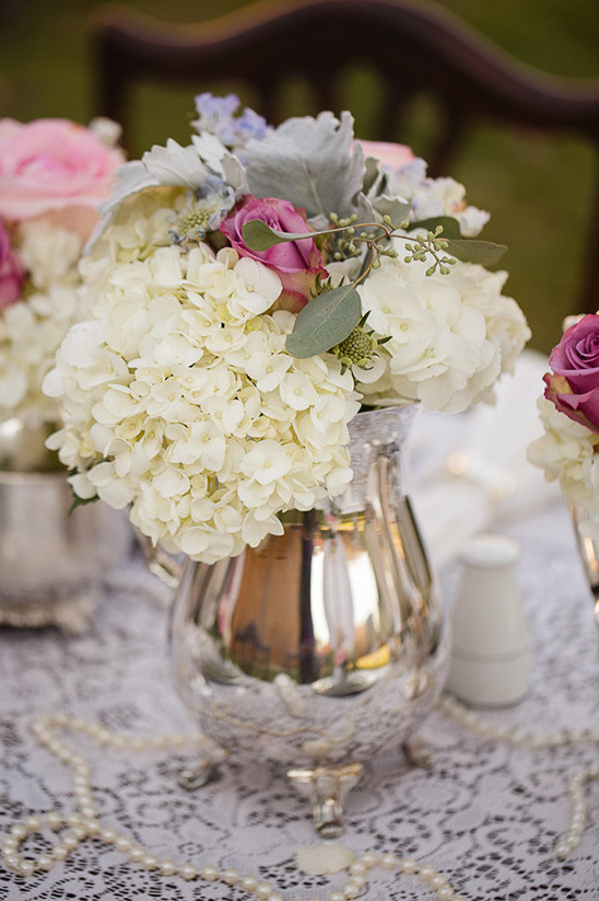 rose and hydrangea centerpieces