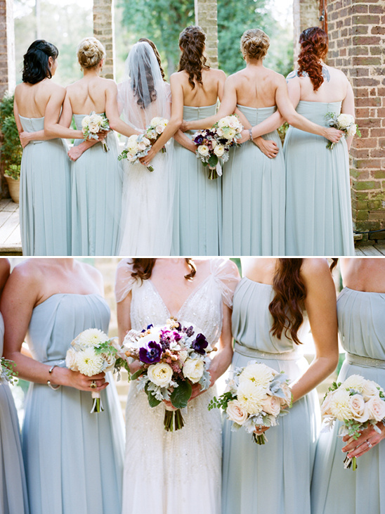 bridesmaids hairstyles and bouquets
