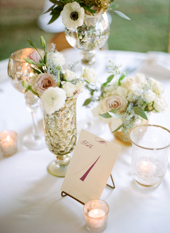 Elegant wedding table centerpiece with flowers candles