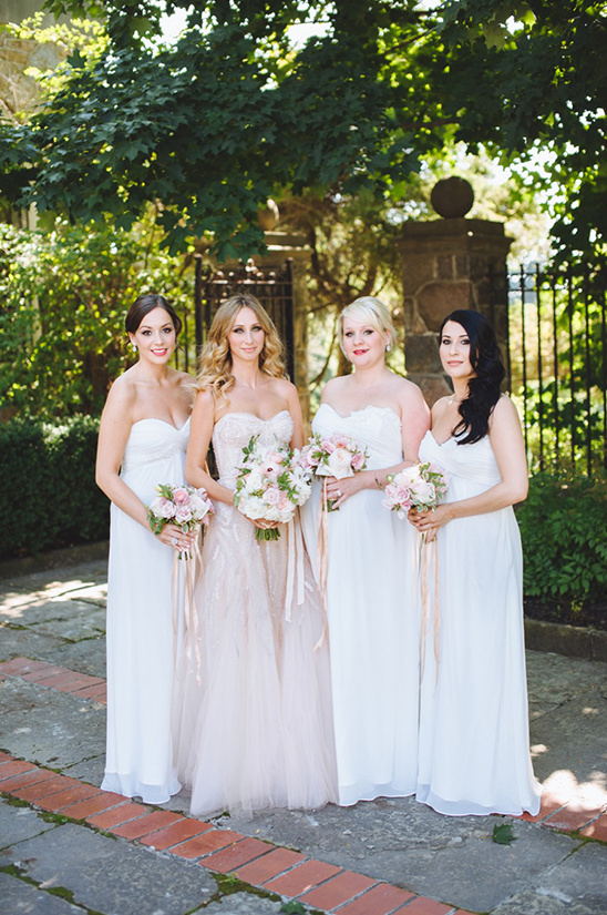 floor length white bridesmaids dresses