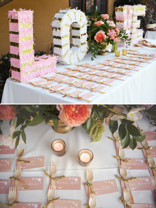 LOVE decor at a wedding reception with name placement cards