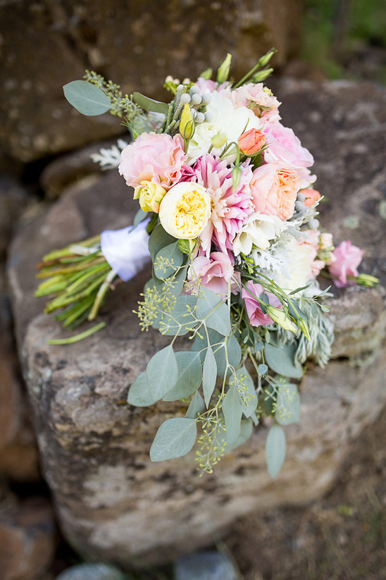 pink and green wedding bouquet designed by B Cazwells Floral Dezines