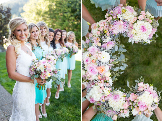 pink and white bridesmaid bouquets