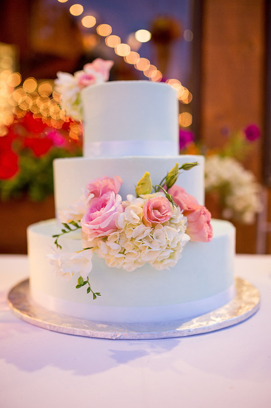 simple floral accented wedding cake