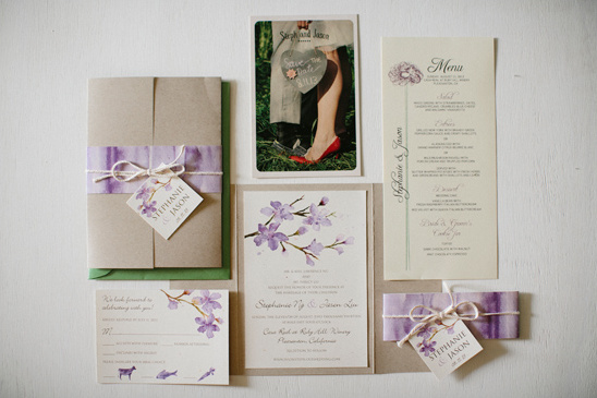 purple watercolor flower invitations