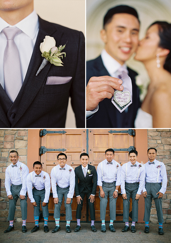 cute tie patch and modern groom attire