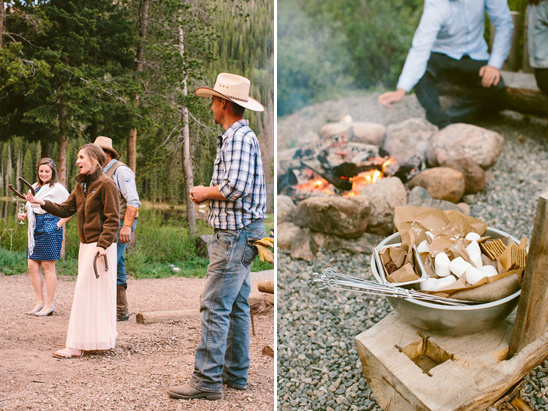 Cowboy party with horseshoe game and campfire s'mores