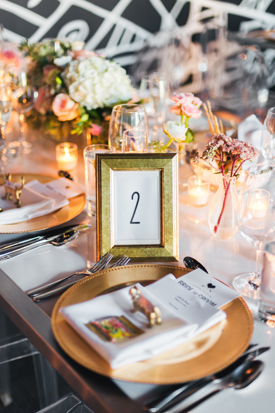 modern black and gold reception