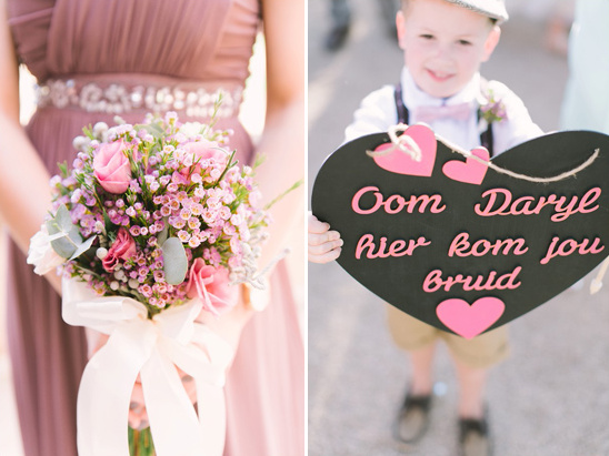 Beautiful wedding scene with flowers and a sign for the groom