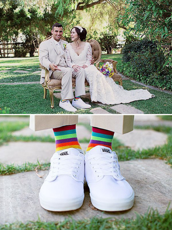 Fun groom idea: rainbow socks and Vans