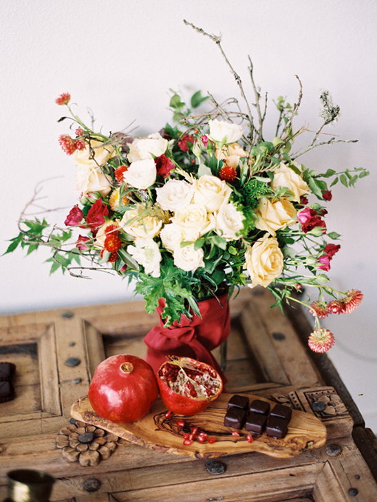 red and white flower centerpiece
