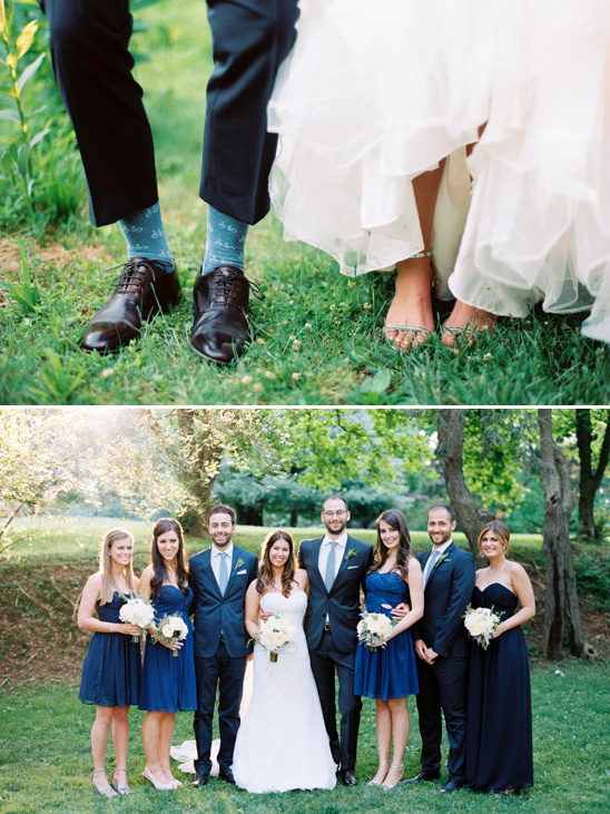 intimate blue wedding party