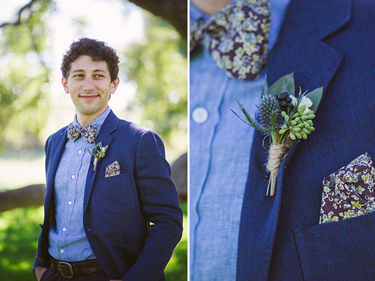 blue toned boutonniere