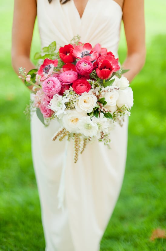 white and pink bridesmaid bouquet