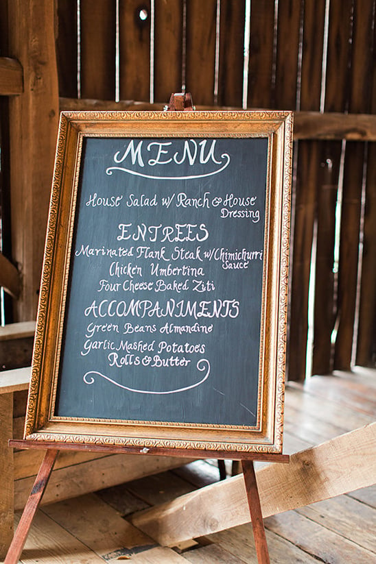 framed chalkboard menu