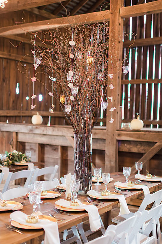 organic branch and candle centerpiece