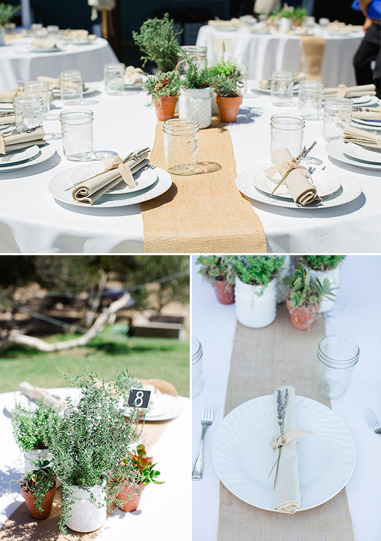 burlap and lavender place settings
