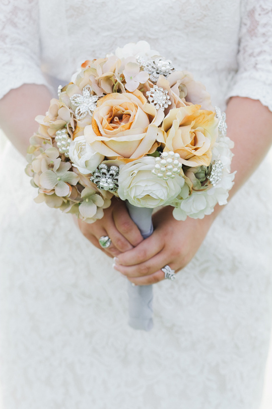 rose and broach bouquet