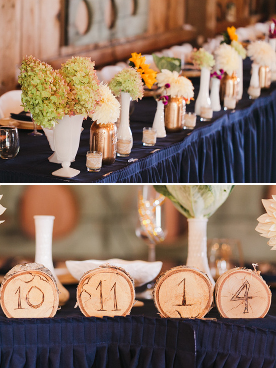 wedding party table decorated with wedding date