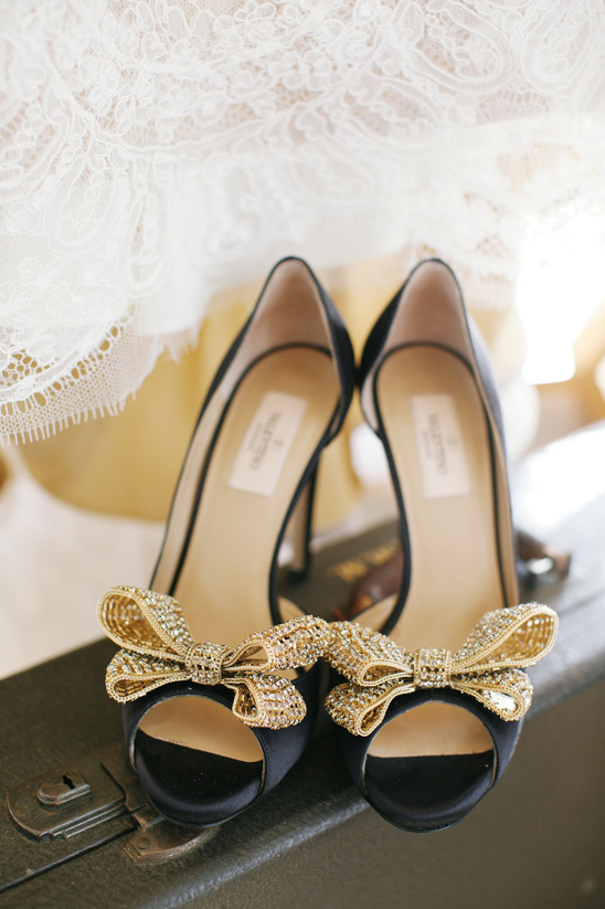 black and gold Valentino wedding shoes