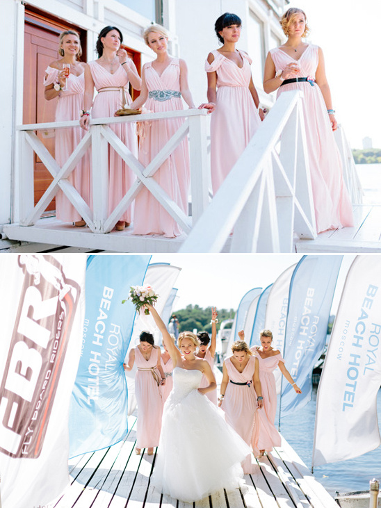 light pink beach bridesmaids